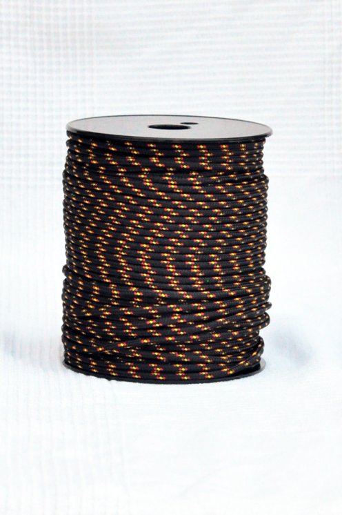 PES verstärktes Djembe-Seil 4 mm Schwarz / Spanien 100 m
