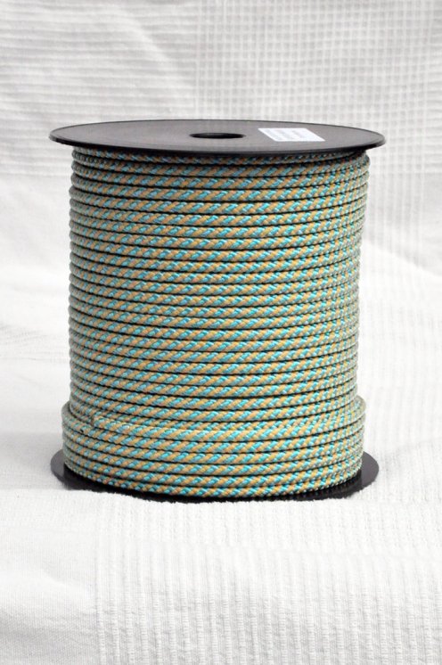 Ø5 mm Djembe Tau (Helix, Beige / pastellblau, 100 m) - Seil für Djembe Trommel