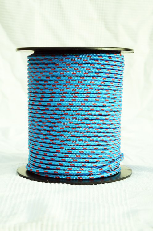 Ø6 mm blaues / rot vorgerecktes Tau für Djembe Trommel - Djembe Seil