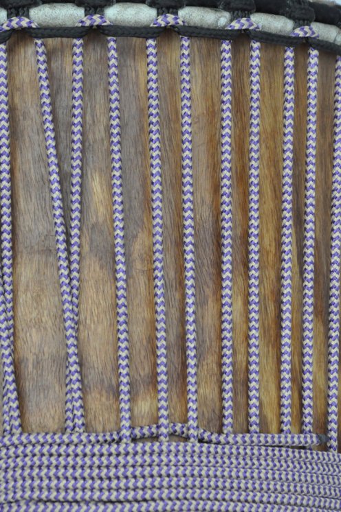 Geflochtenes Tau mit Kern Ø5 mm Fischgräten beige violett 20 m - Djembe Trommel Seil