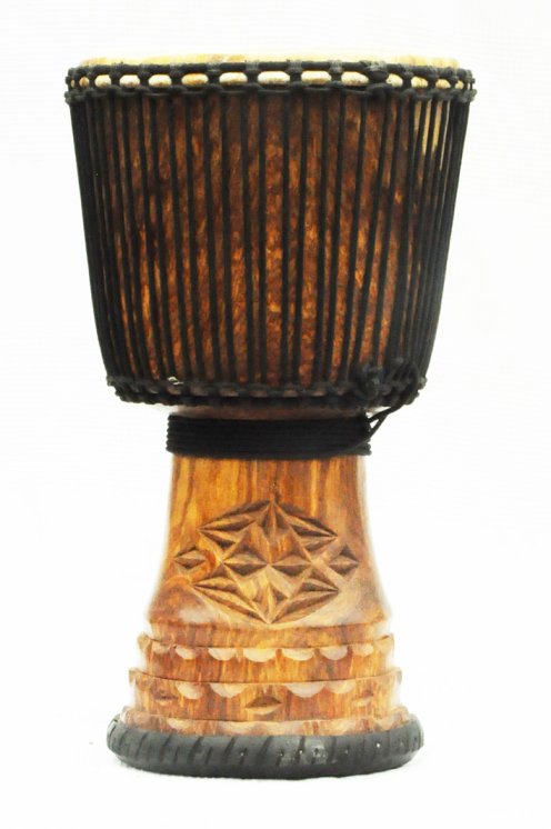 Djembe aus Guinea mit Kuhfell - Kalbfell, Rinderfell, Stierfell oberklasse Djembe Trommel