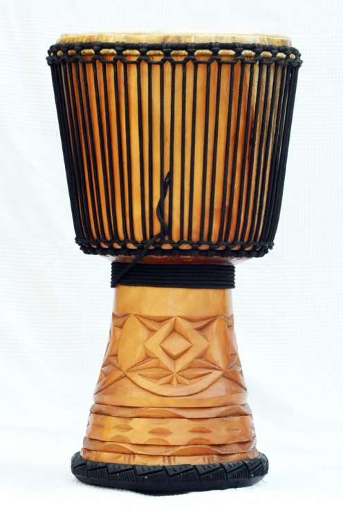 Djembe aus Guinea mit Kuhfell - Kalbfell, Rinderfell, Stierfell oberklasse Djembe Trommel