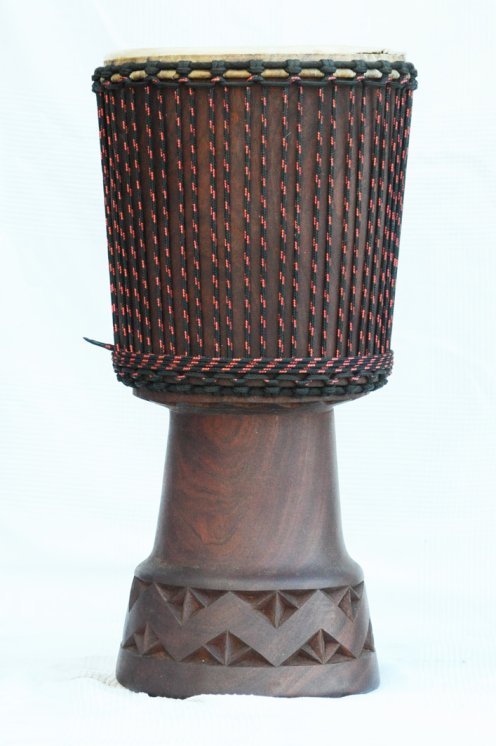 Profi Djembe mit Kuhfell - Große Mahagoni Top Djembe Trommel aus Mali