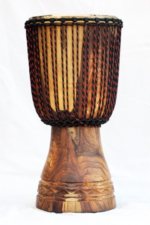 Profi Djembe mit Kuhfell - Große Rosenholz Top Djembe Trommel aus Mali