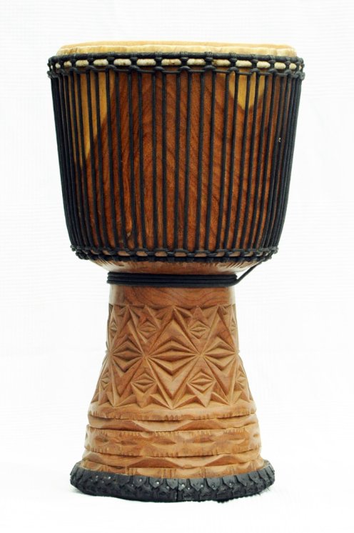 Djembe aus Guinea mit Kuhfell - Kalbfell, Rinderfell, Stierfell oberklasse Djembe Trommel