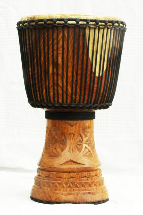 Djembe aus Guinea mit Kuhfell - Kalbfell, Rinderfell, Stierfell oberklasse Djembe Trommel
