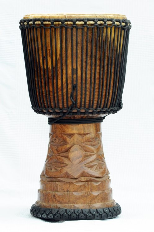 Djembe aus Guinea mit Kuhfell - Kalbfell, Rinderfell, Stierfell oberklasse Djembe Trommel