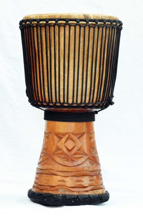 Djembe aus Guinea mit Kuhfell - Kalbfell, Rinderfell, Stierfell oberklasse Djembe Trommel