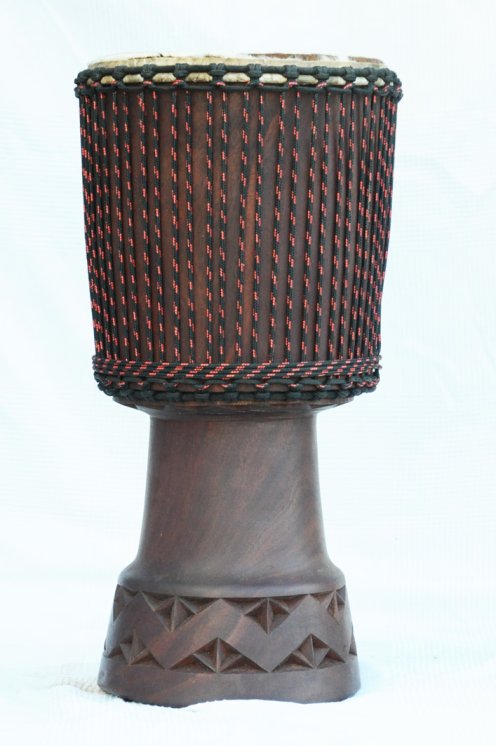Profi Djembe mit Kuhfell - Große Mahagoni Top Djembe Trommel aus Mali