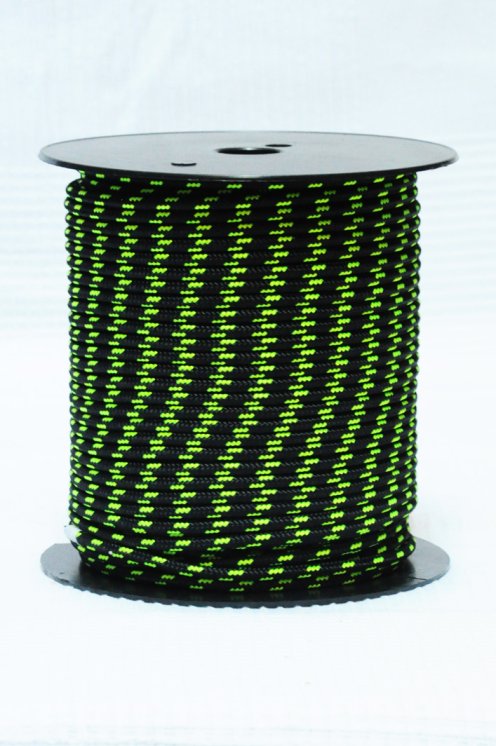 Ø5 mm schwarzes / neon-gelbes vorgerecktes Tau für Djembe Trommel - Djembe Seil - Djembe Seil