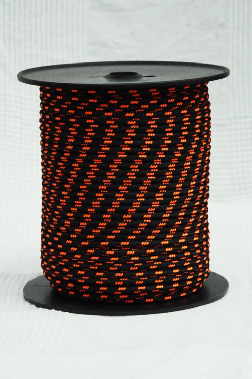 Ø6 mm schwarzes / neon-oranges vorgerecktes Tau für Djembe Trommel - Djembe Seil