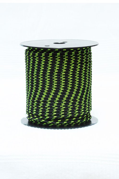 PES verstärktes Djembe Trommel Seil 4 mm Schwarz / Neongelb 100 m
