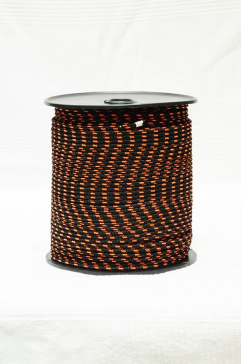 PES verstärktes Djembe Trommel Seil 4 mm Schwarz / Neonorange 100 m