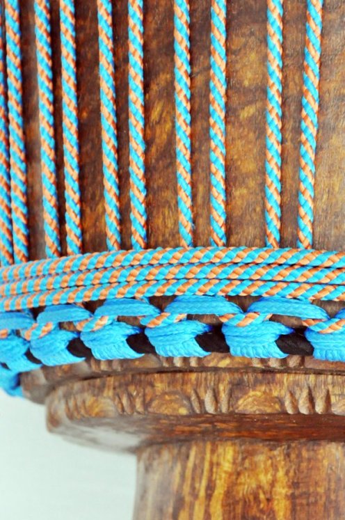 PES verstärktes Djembe Trommel Seil 5 mm Diagonale Blau / Kupfer 100 m
