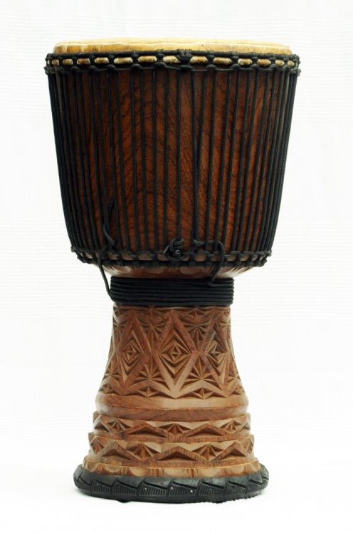 Djembe aus Guinea mit Kuhfell - Kalbfell, Rinderfell, Stierfell oberklasse Djembe Trommel
