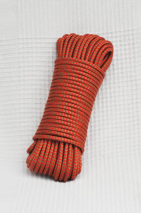 PES verstärktes Djembe Trommel Seil 5 mm Zigzag Rot / Messing 20 m