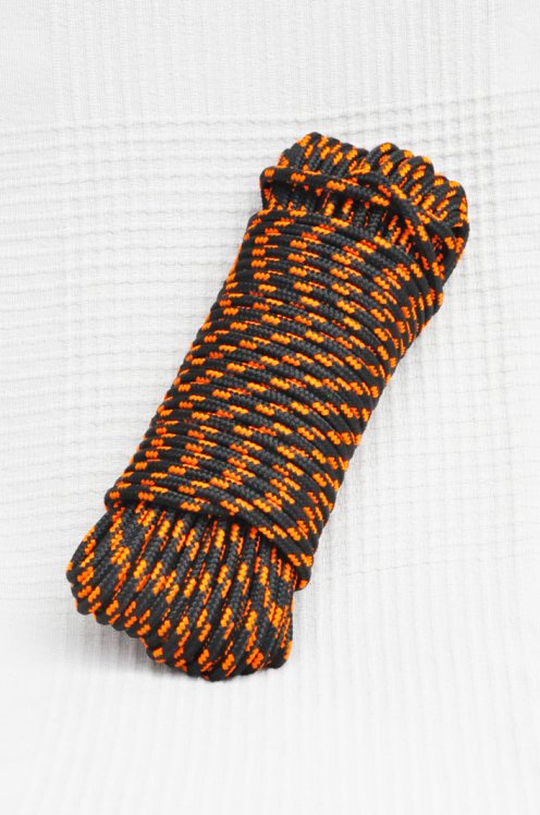 PES verstärktes Djembe Trommel Seil 5 mm Schwarz / Neonorange 20 m
