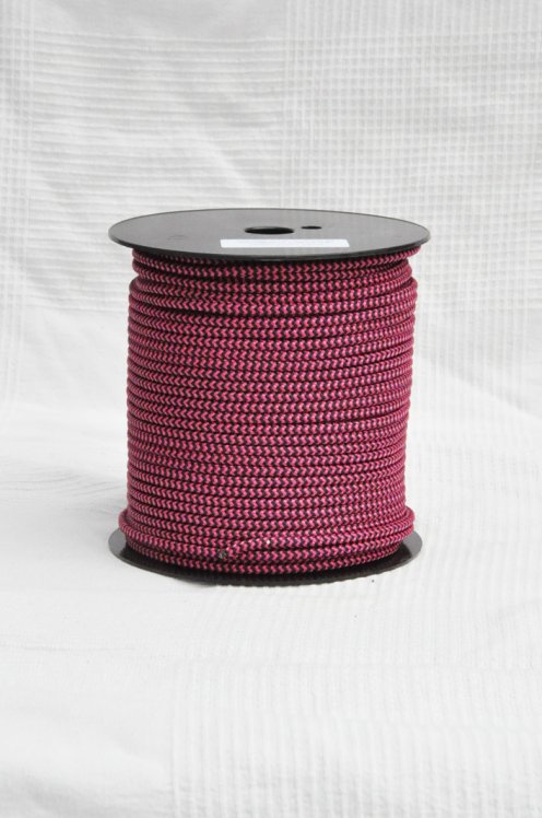 Ø5 mm Djembe Tau (Fischgräten, Himbeer / schwarz, 100 m) - Seil für Djembe Trommel