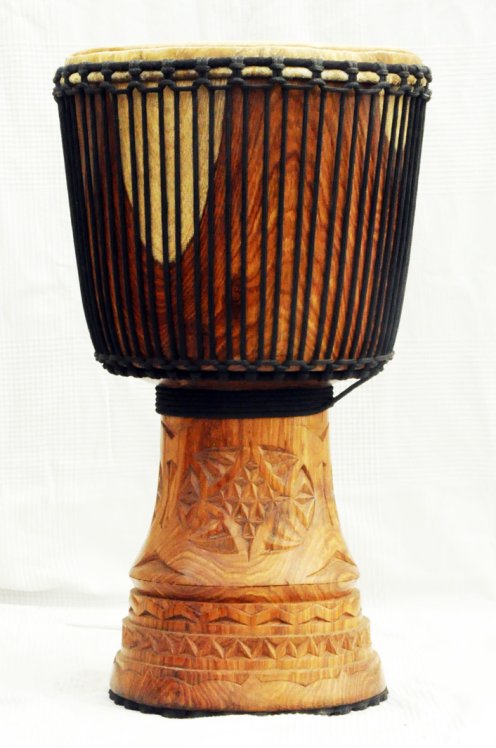 Djembe aus Guinea mit Kuhfell - Kalbfell, Rinderfell, Stierfell oberklasse Djembe Trommel