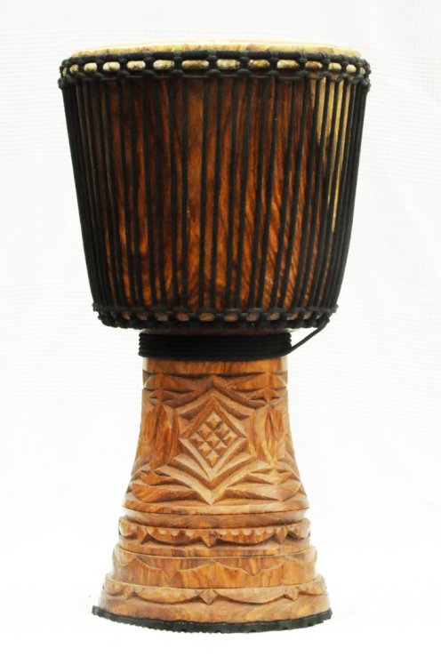 Djembe aus Guinea mit Kuhfell - Kalbfell, Rinderfell, Stierfell oberklasse Djembe Trommel