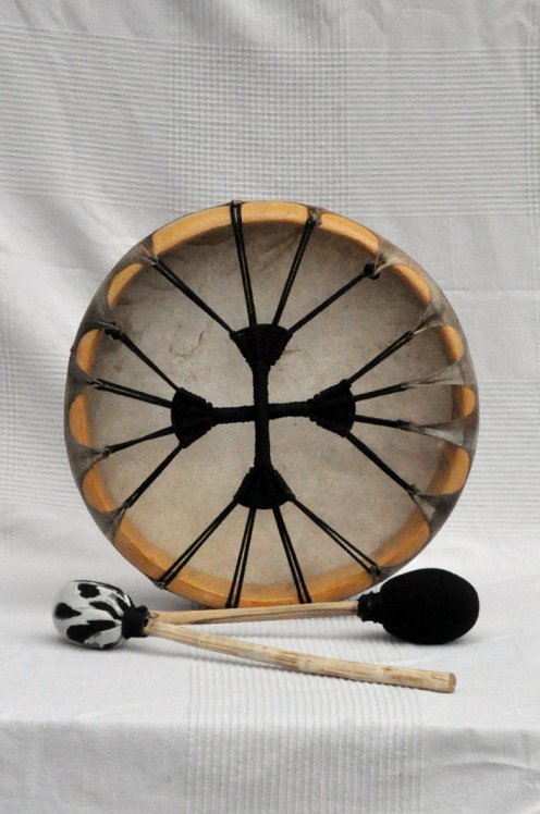 Schamanische Ritualtrommel (Schamanentrommel) mit Rothirschfell