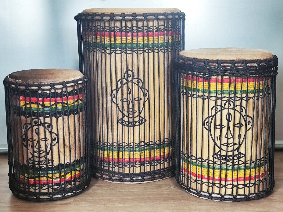 Dunun Basstrommeln Satz - Dundun Set aus Guinea