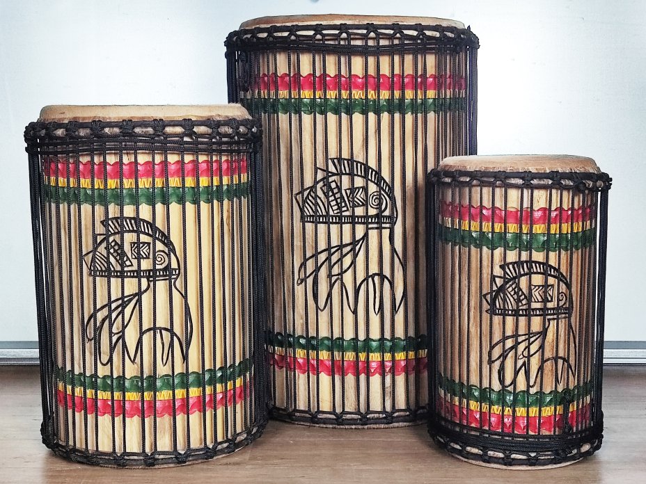 Dunun Basstrommeln Satz - Dundun Set aus Guinea