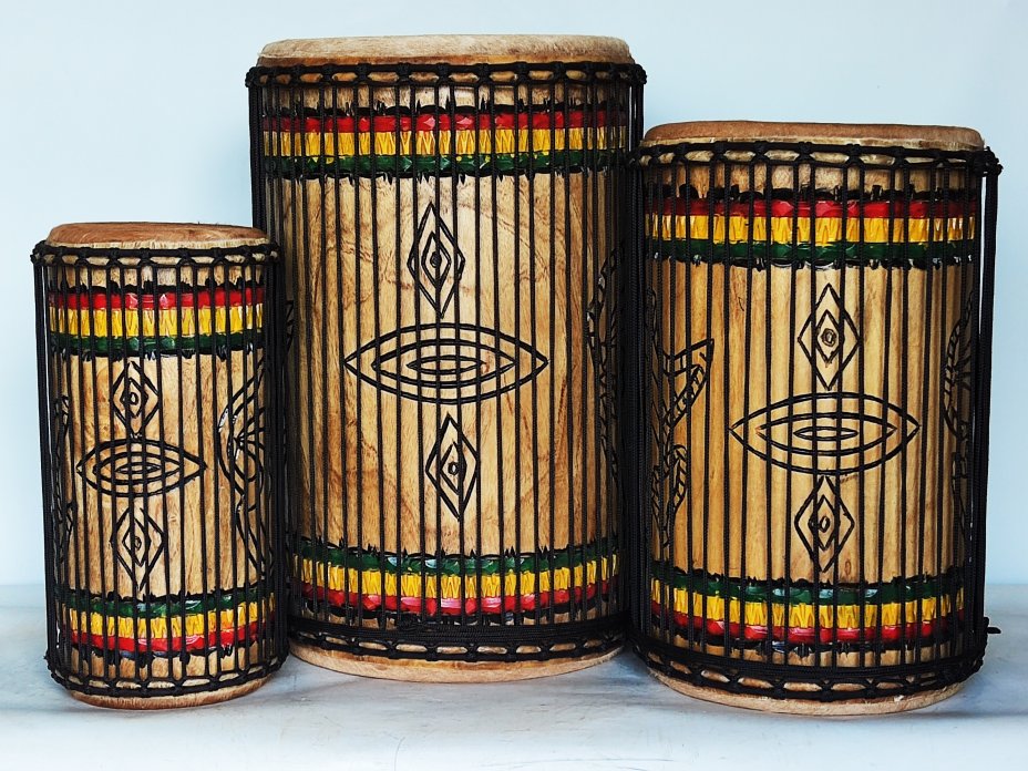 Dunun Basstrommeln Satz - Dundun Set aus Guinea