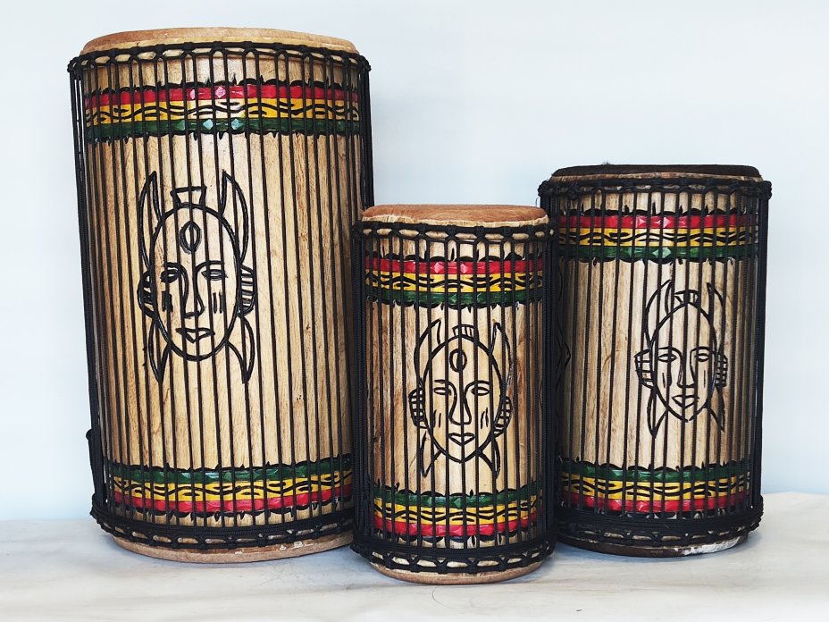 Dunun Basstrommeln Satz - Dundun Set aus Guinea