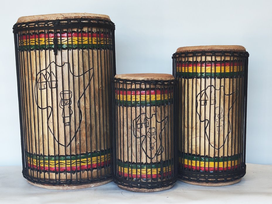 Dunun Basstrommeln Satz - Dundun Set aus Guinea
