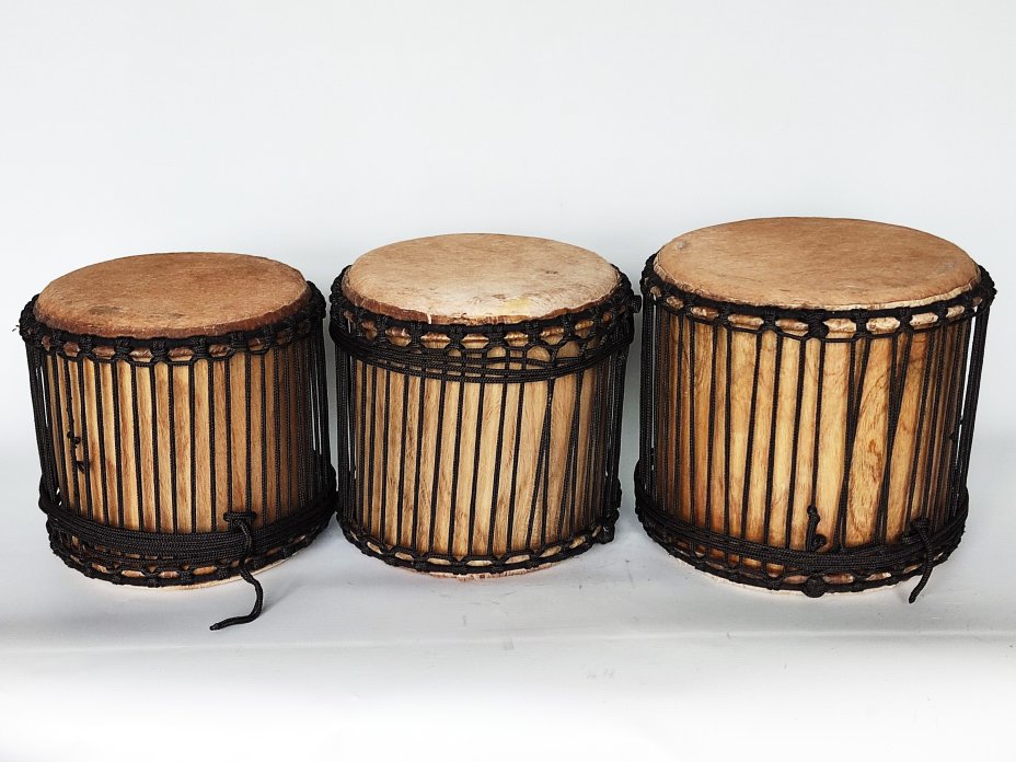 Mini-Dundun Set aus Guinea - Dunun Basstrommeln