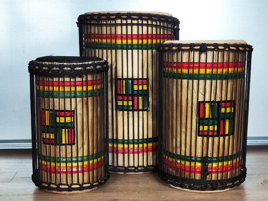 Dunun Basstrommeln Satz - Dundun Set aus Guinea