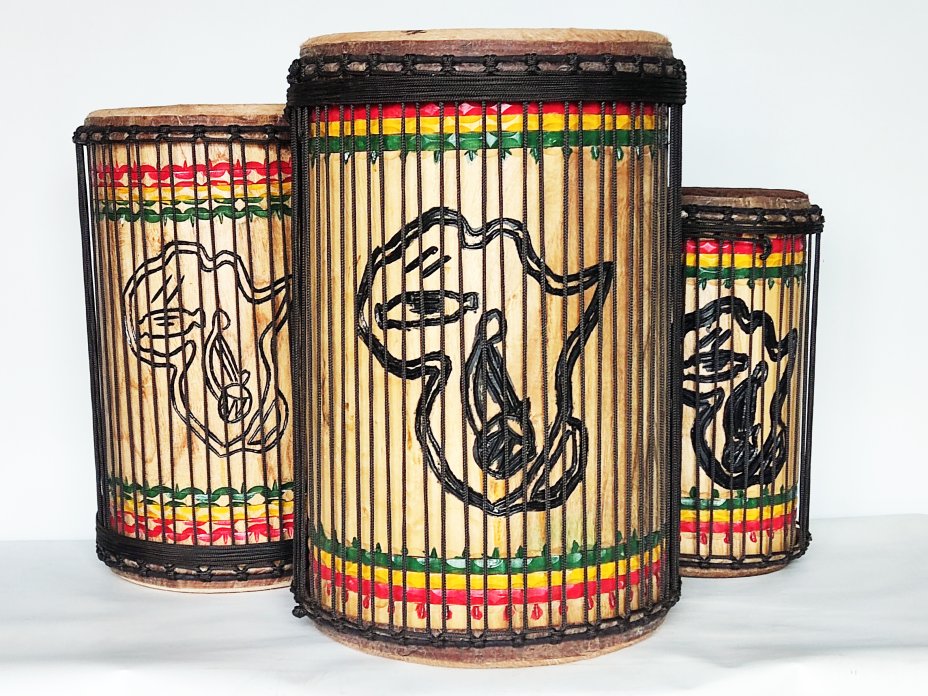 Dunun Basstrommeln Satz - Dundun Set aus Guinea