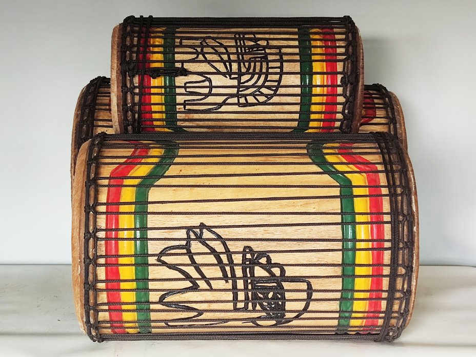 Dunun Basstrommeln Satz - Dundun Set aus Guinea 6659